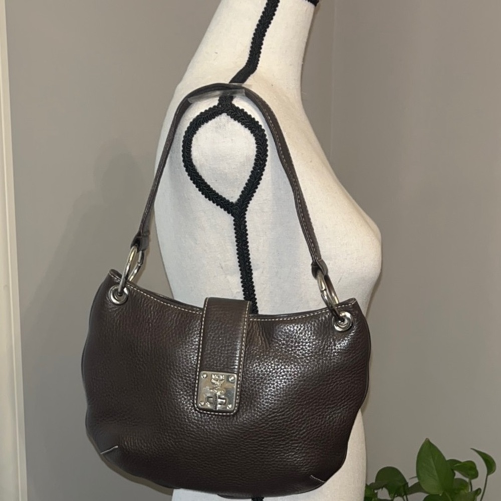 MCM Brown Leather Hobo Bag